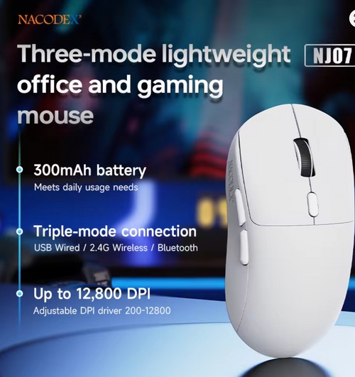 AJAZZ NJ07 Üç Modlu Kablosuz Mouse (Bluetooth / 2.4G / Kablolu)